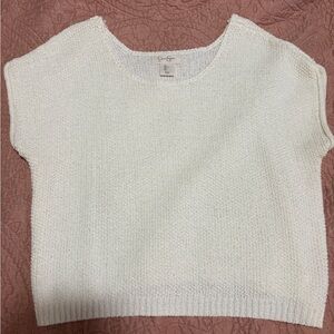 Jessica Simpson Cream Short-Sleeve Crew Knit Sweater